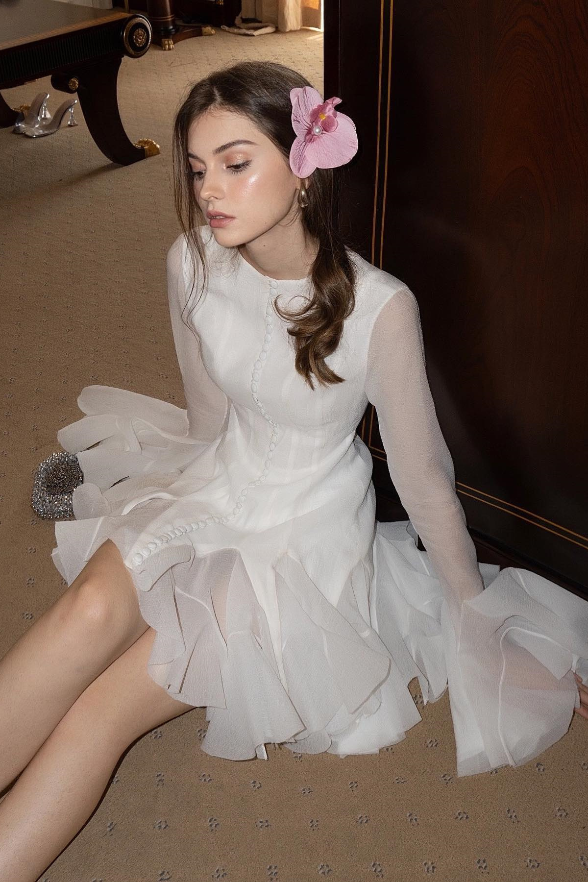 Leila Semi-sheer Flare Mini Dress
