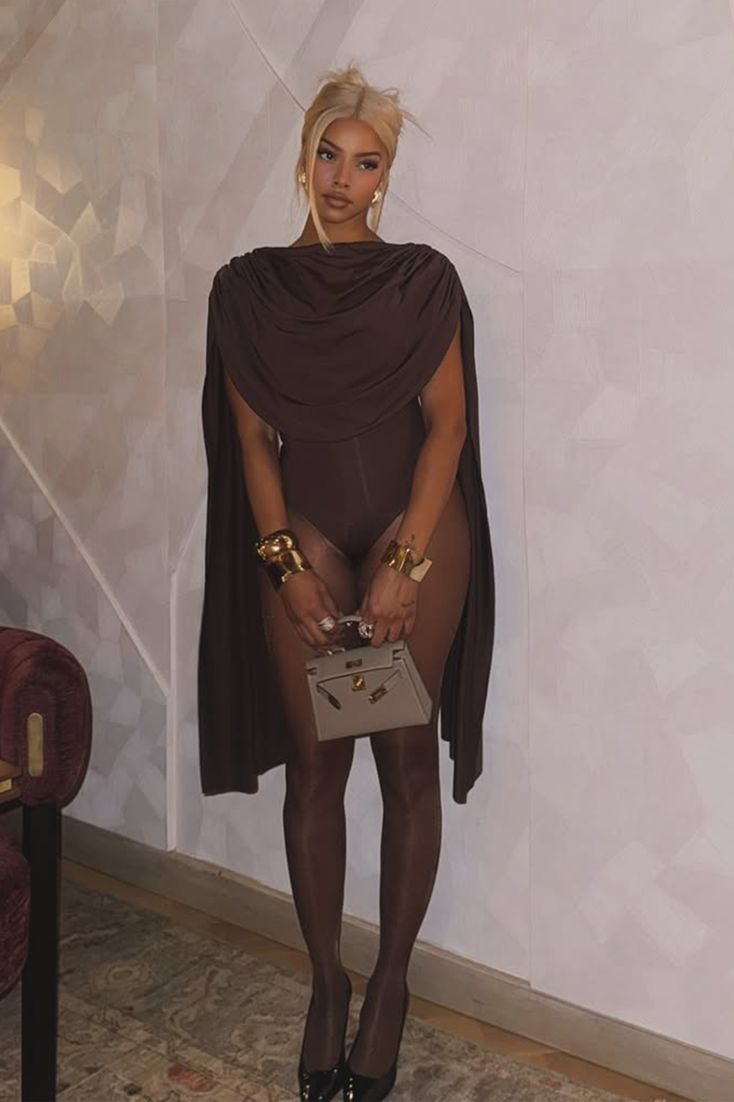 Agatha Cap Sleeve Drape Bodysuit