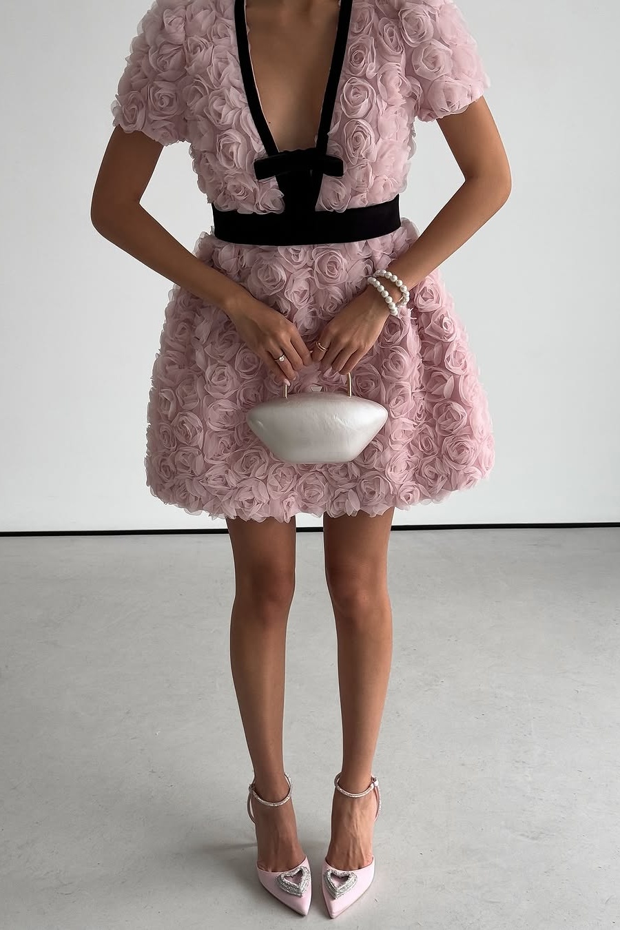 Amelia Rose Embellished V-neck Mini Dress