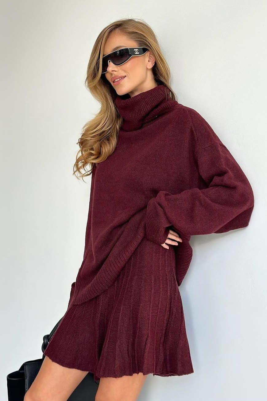 アメリア タートルネック ニット セーター スカート セット