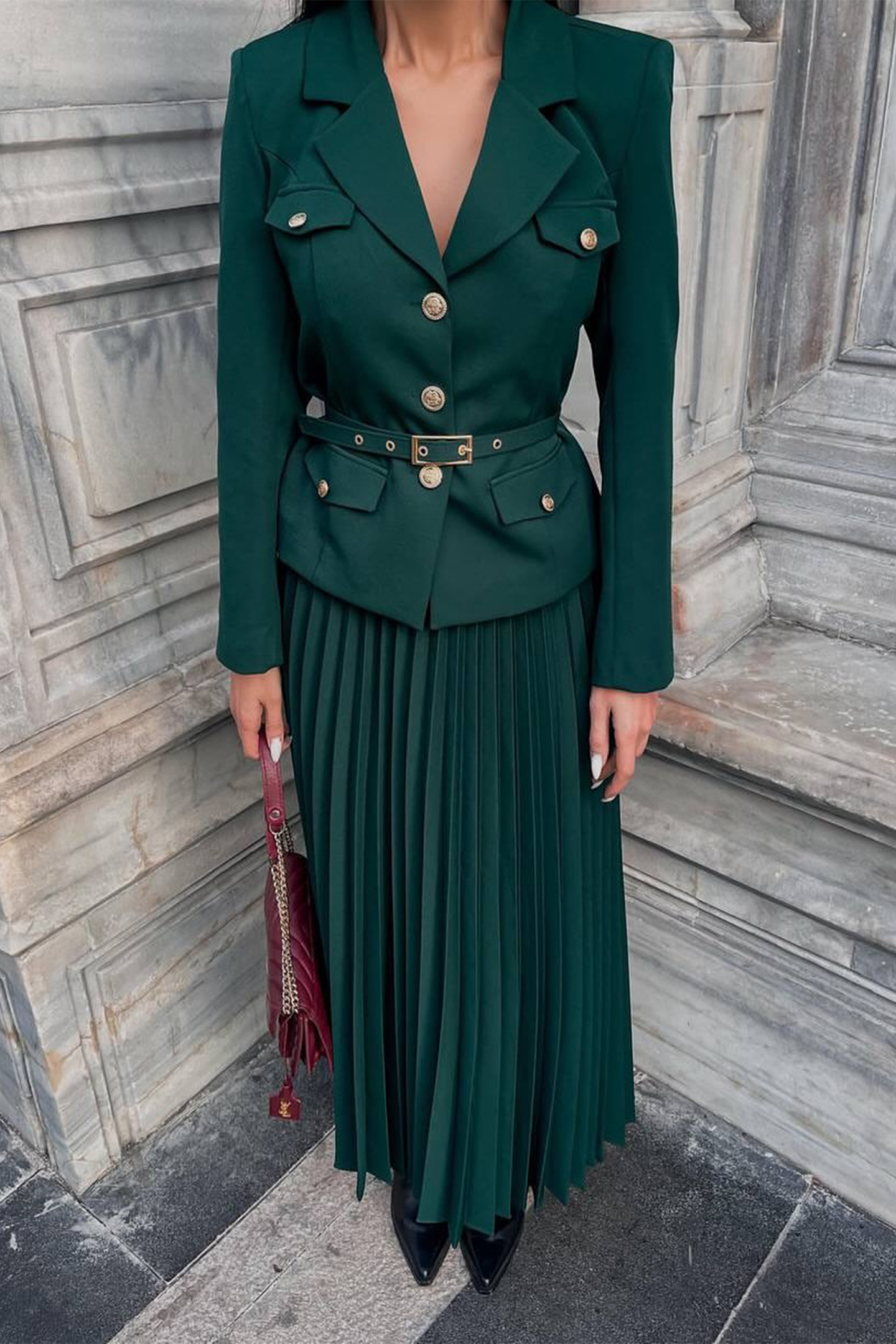 belted skirted coat