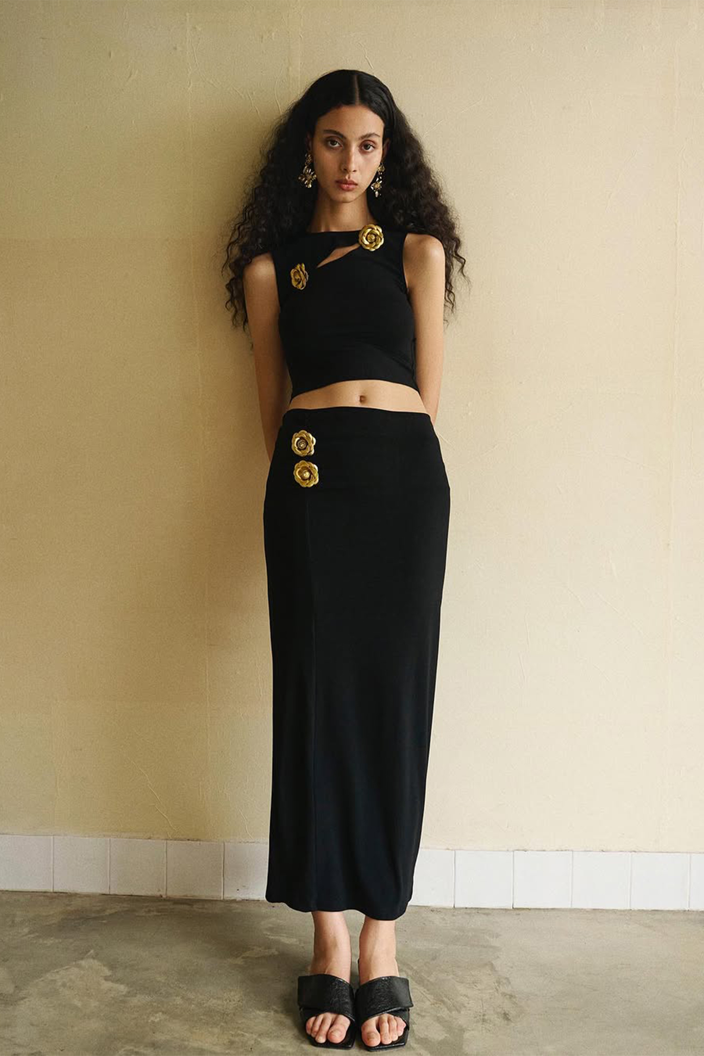 Venus Rosette Embellished Cutout Two-Piece Set