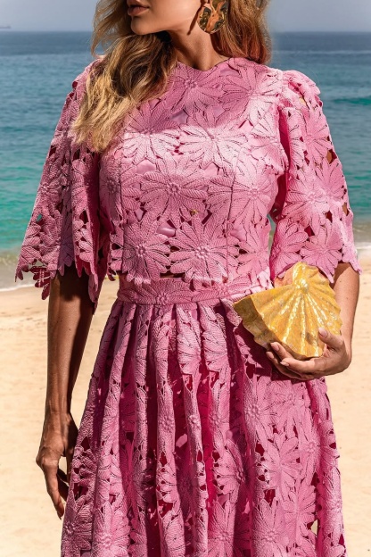 Madeline Lace Embroidered Top & Maxi Skirt Set
