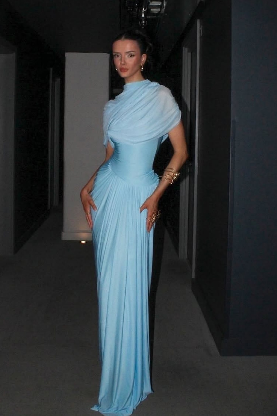 Rosa Asymmetric Draped Maxi Dress