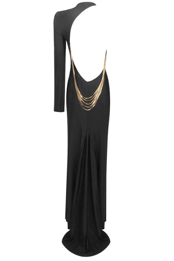 Maria One Shoulder Snake Chain Maxi Dress-Sunfere – sunfere