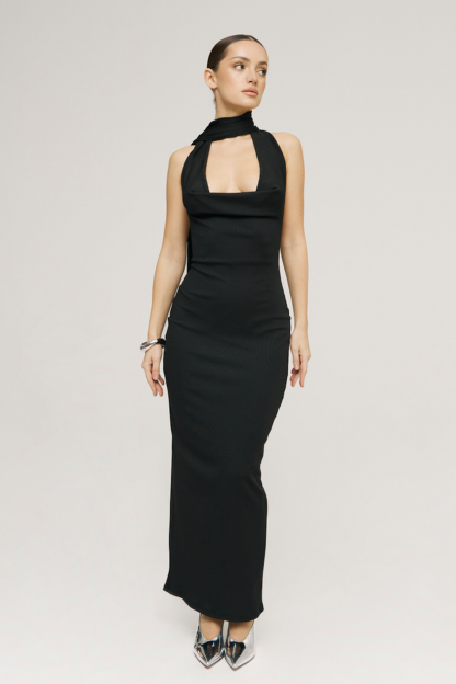 Sophia Halter Neck Backless Maxi Dress