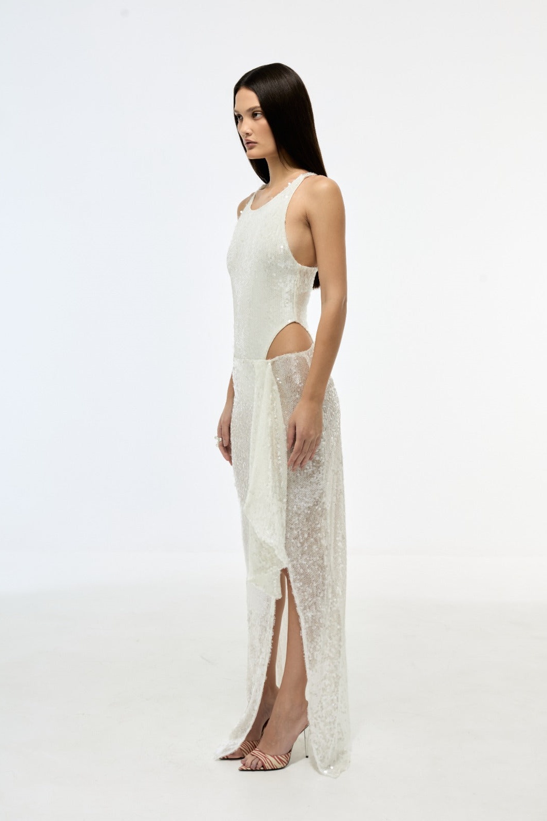 Regina Sequin Embellished Bodysuit & Asymmetric Skirt Set