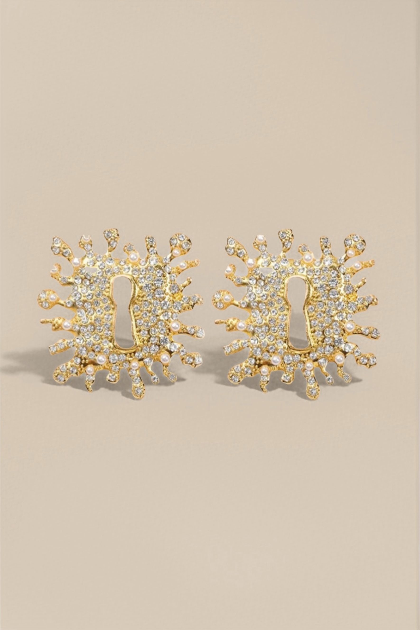 Crystal Embellished Keyhole Earrings