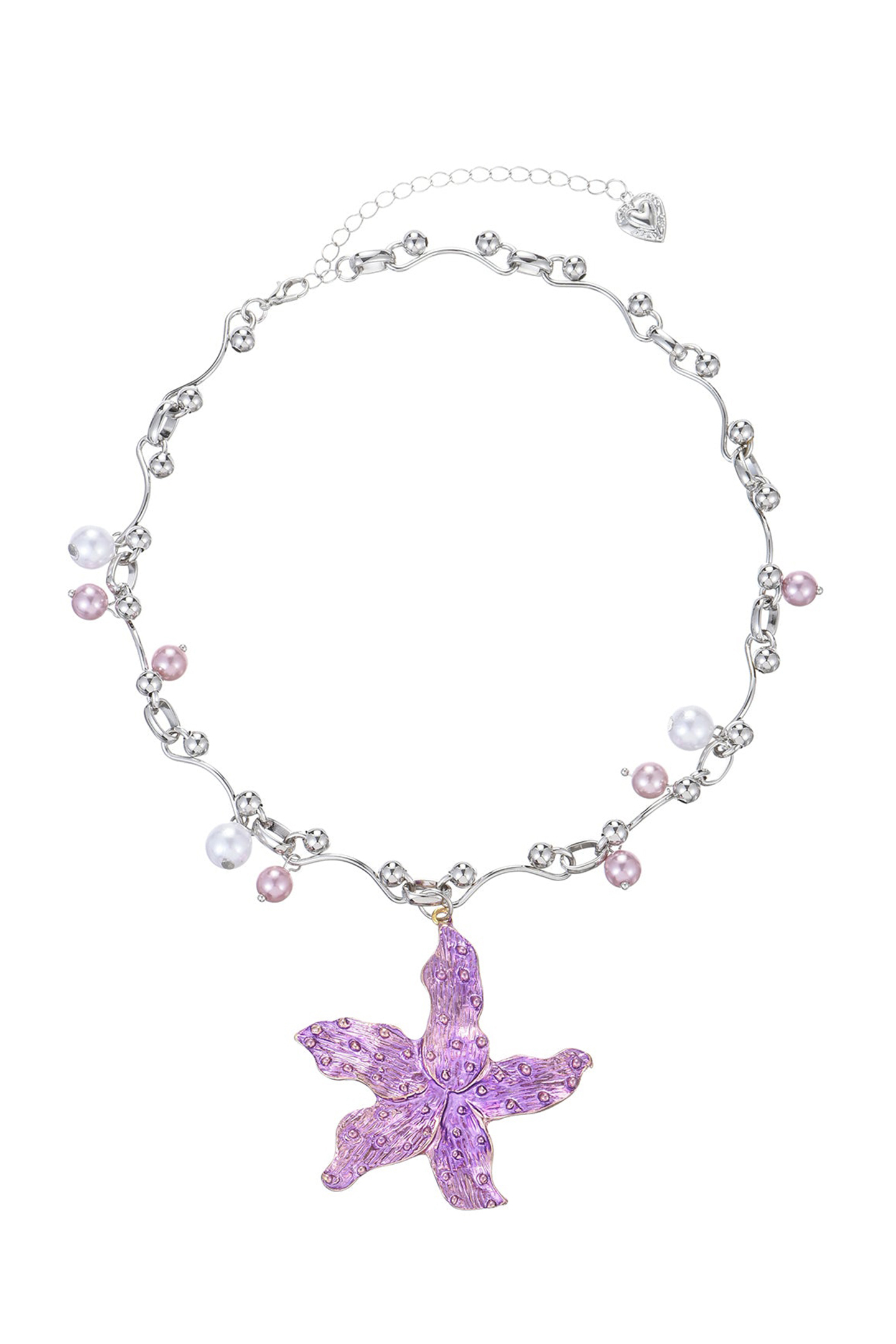 Enameled Star Pearl Necklace