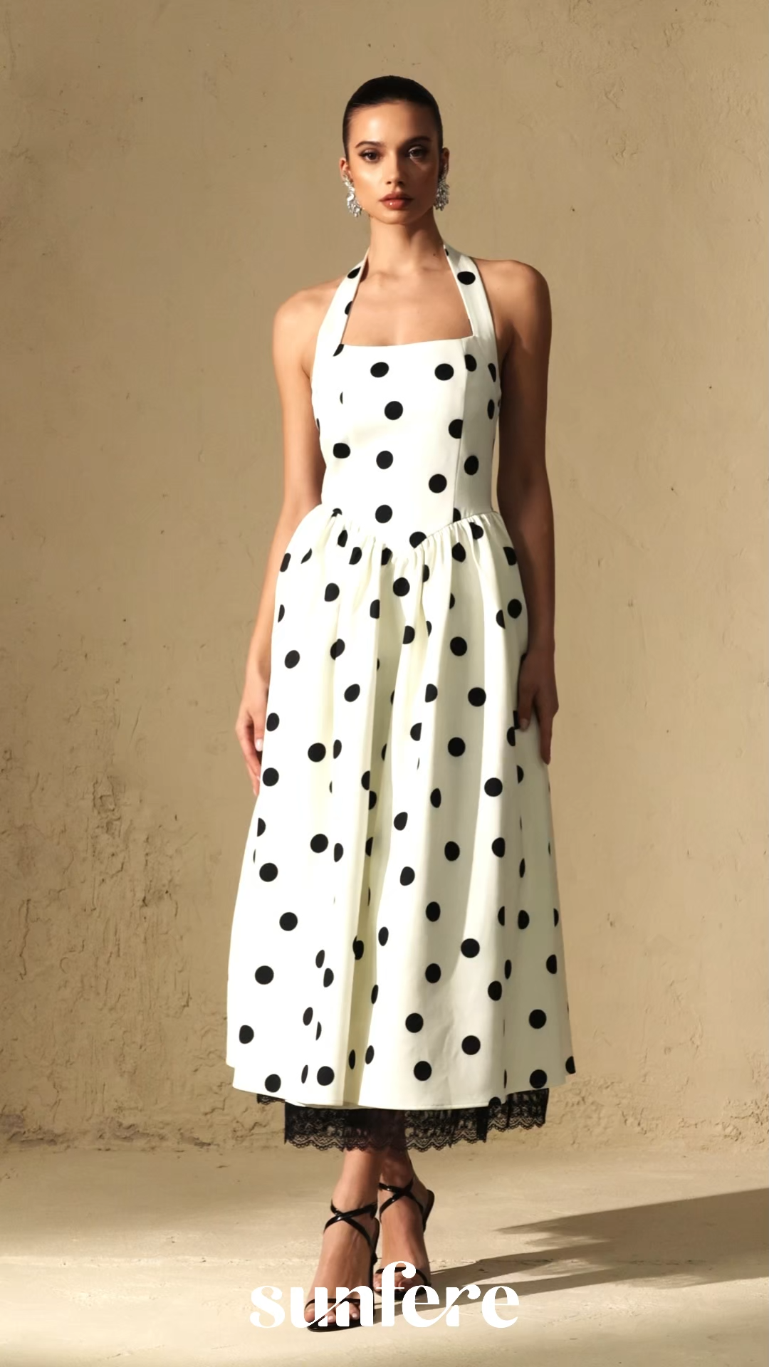 Trends To Come White Polka Dot Halter Maxi Dress