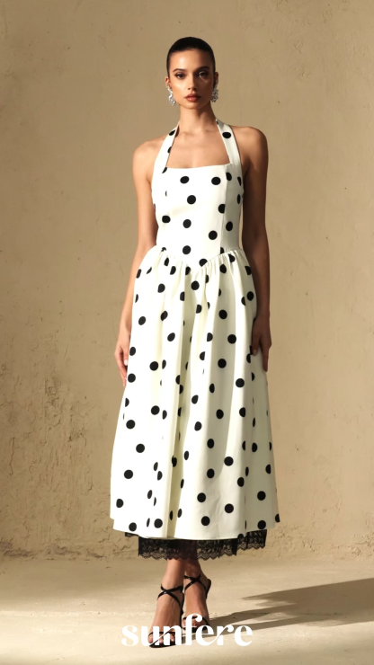 Trends To Come White Polka Dot Halter Maxi Dress