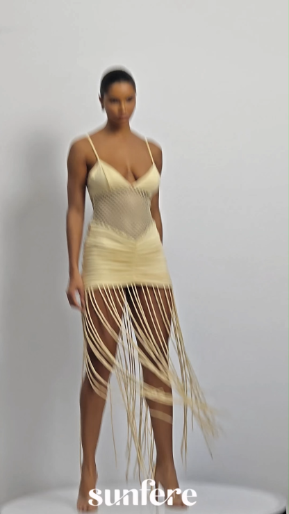 Vania Hollow Out Tassel Maxi Dress