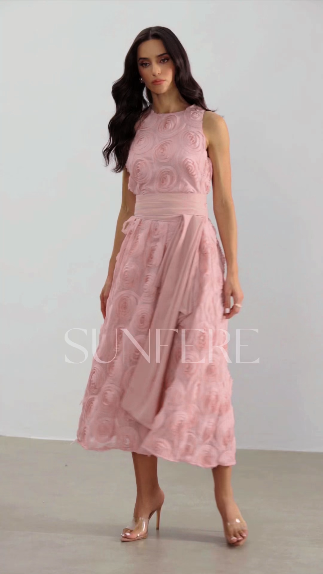 Lizzie Rosette Applique Sleeveless Maxi Dress
