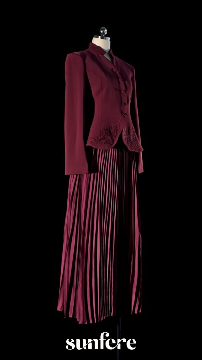 Christine Embroidery Pleated Skirt Set