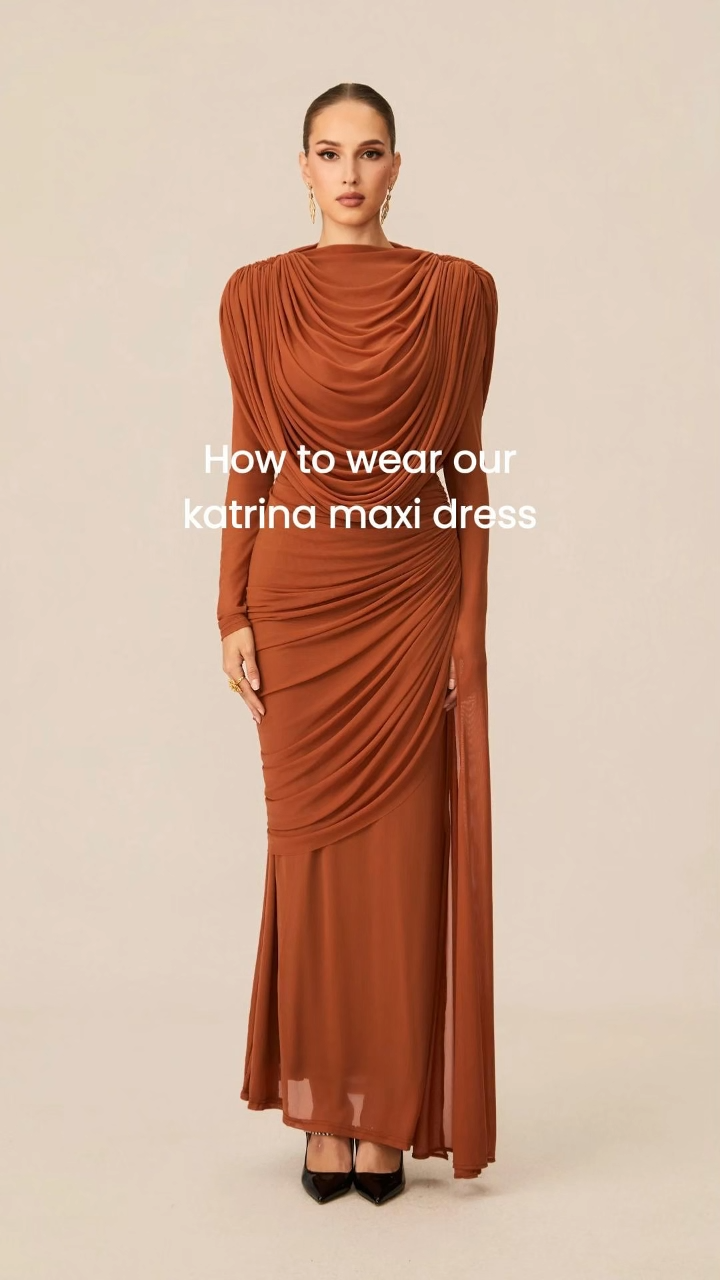 Katrina Cowl Neck Long Sleeve Maxi Dress