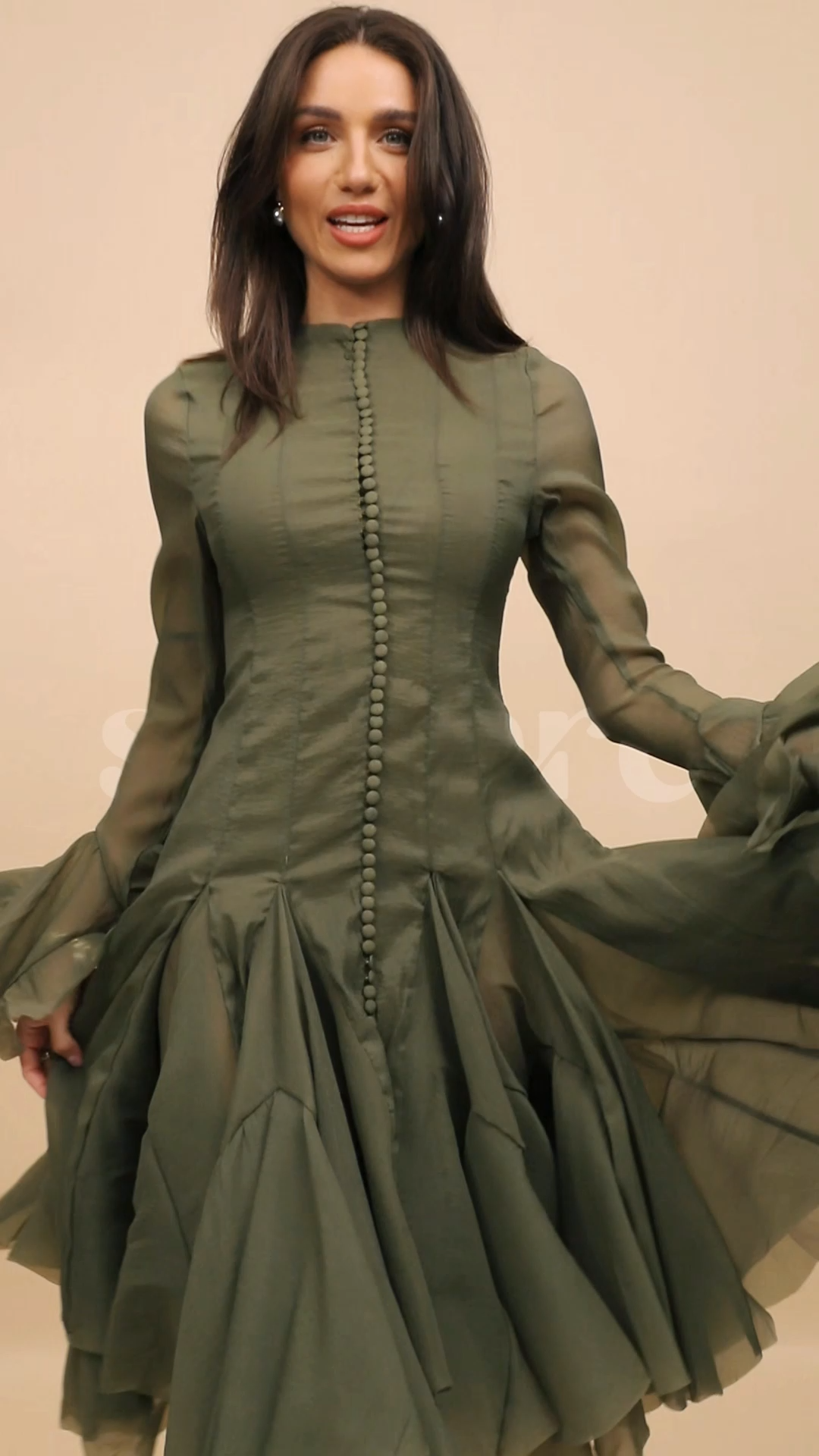 Gloria Long Sleeve Flared Hem Midi Dress