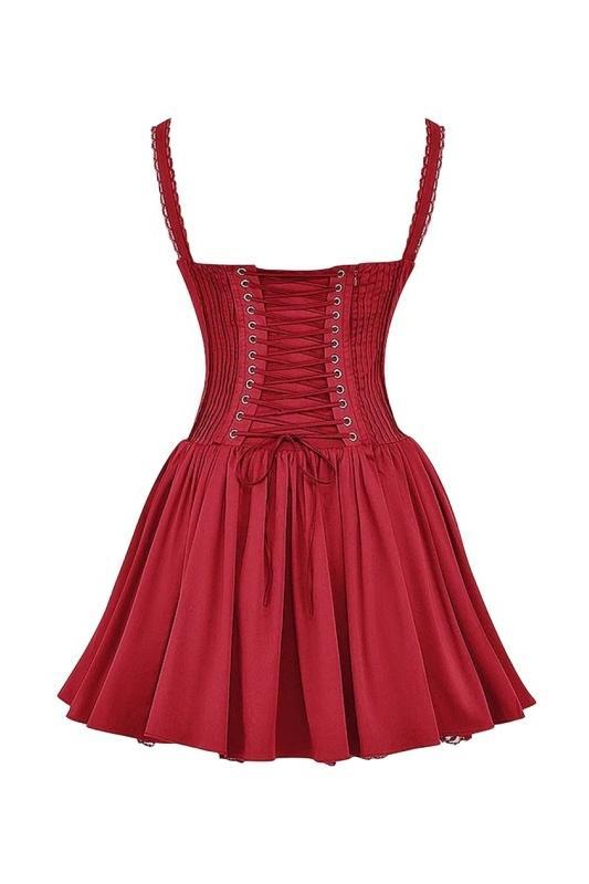 Agnes Lace Corset Mini Puff Dress-Sunfere