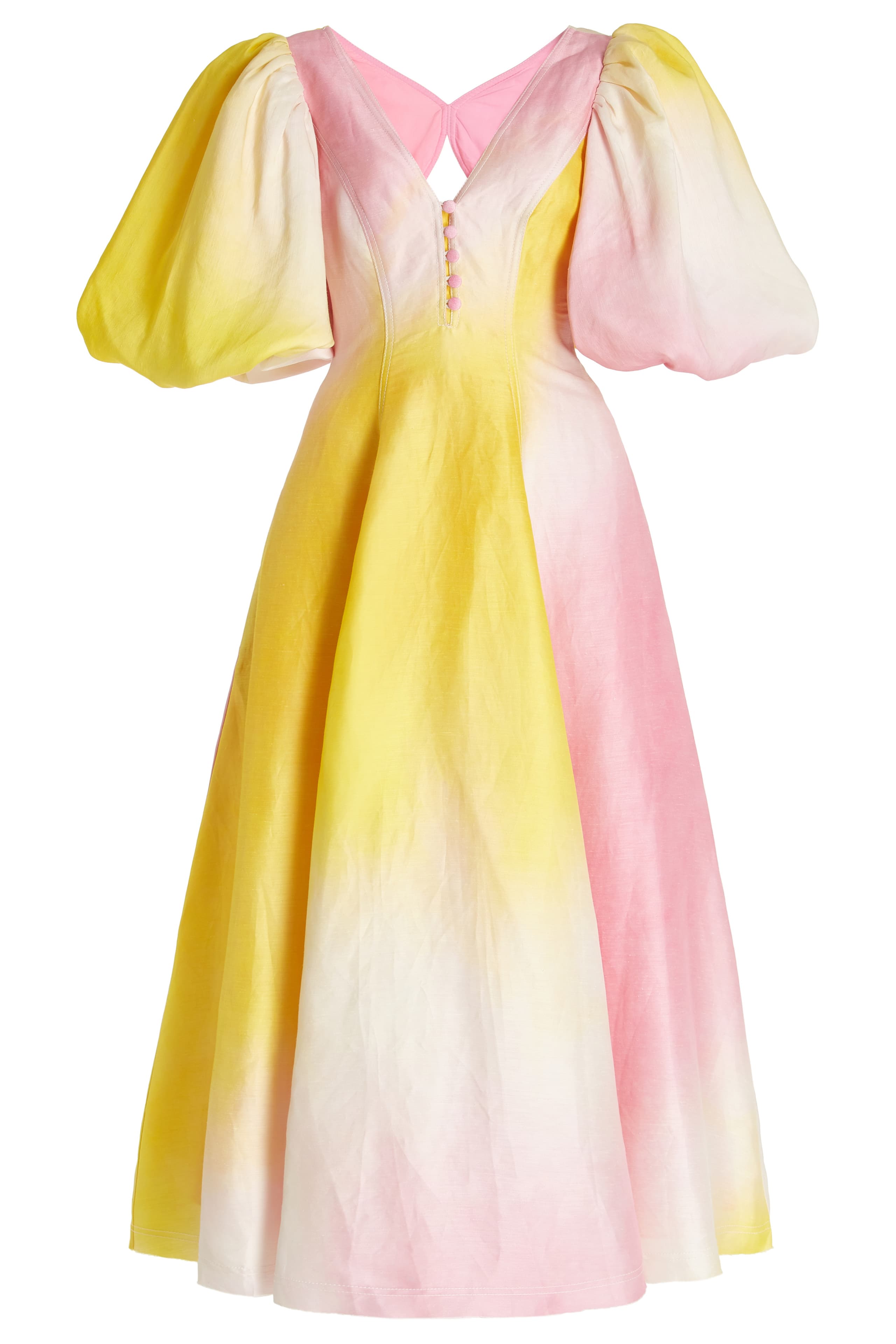 Salome Puff Sleeve V-neck Midi Dress