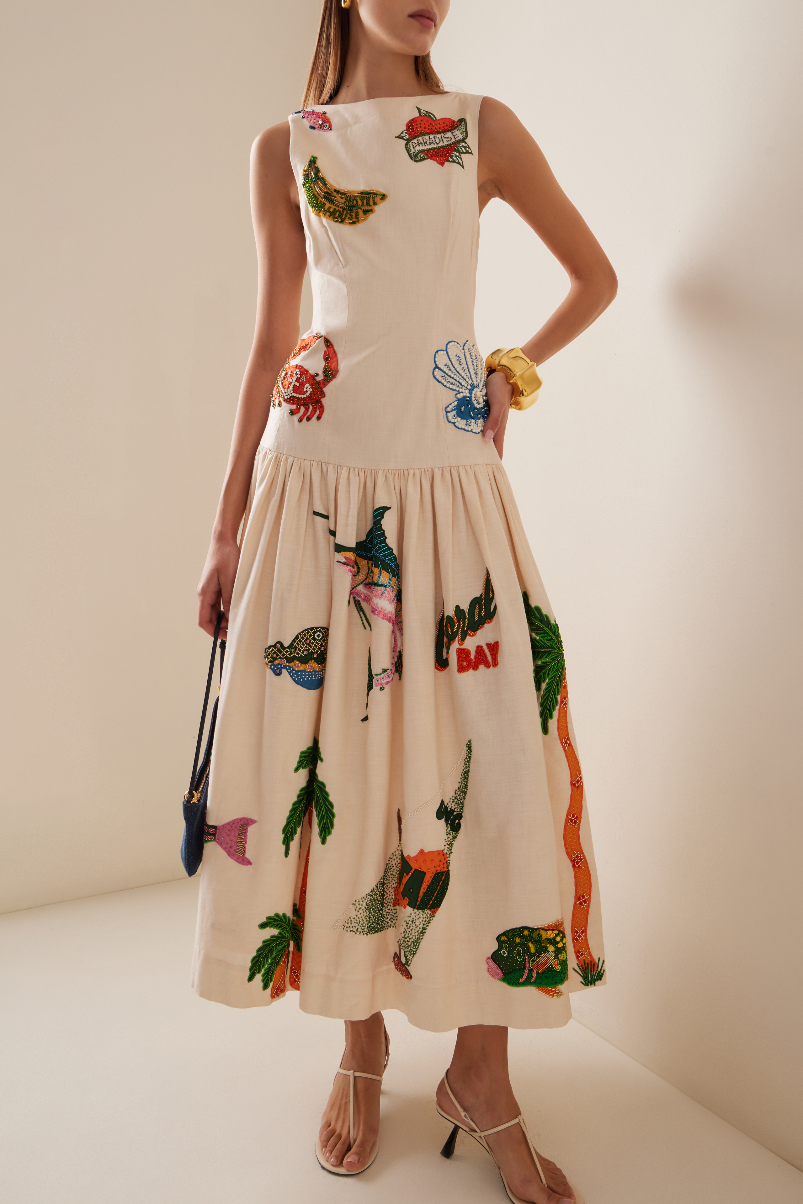 Polly Embroidered Sleeveless Midi Dress
