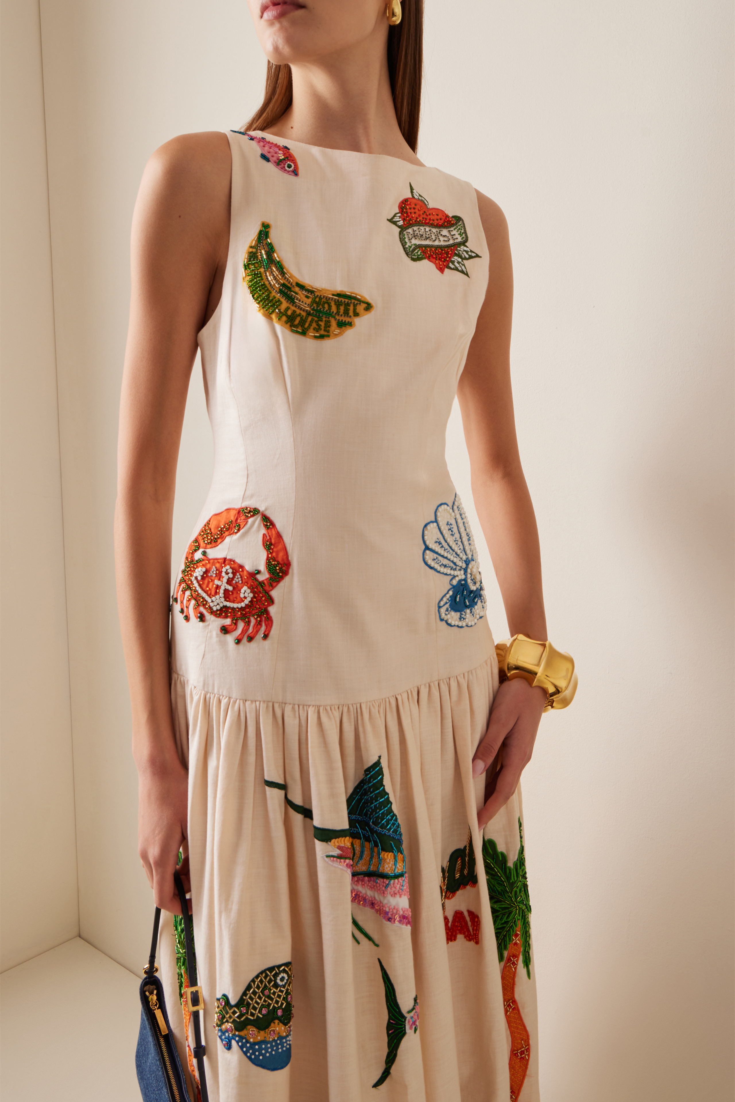 Polly Embroidered Sleeveless Midi Dress