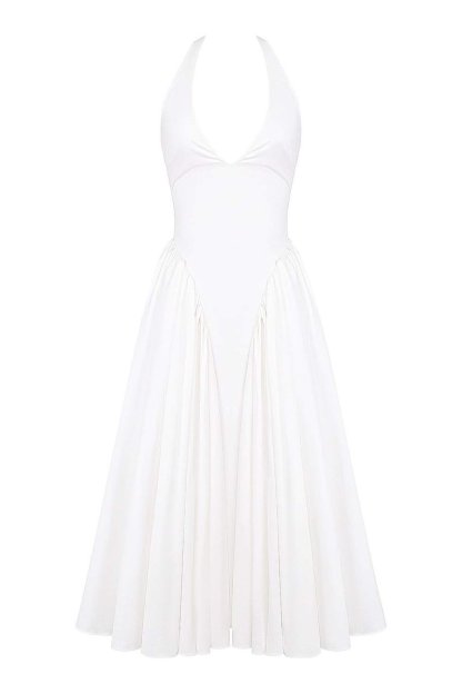 dresses - Alice Halterneck Open Back Midi Dress - SD00606122914 - White - S - Sunfere