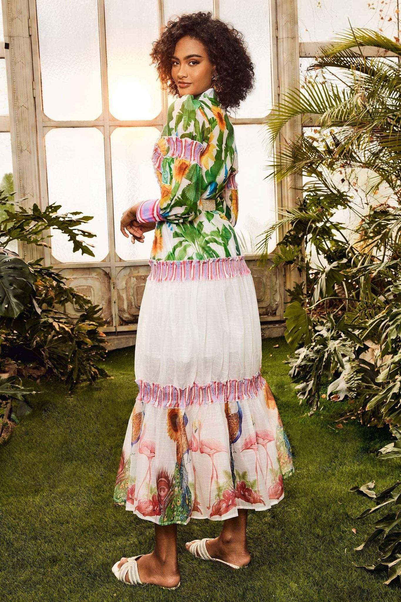 Alina Floral Lantern Sleeve Maxi Dress-Sunfere