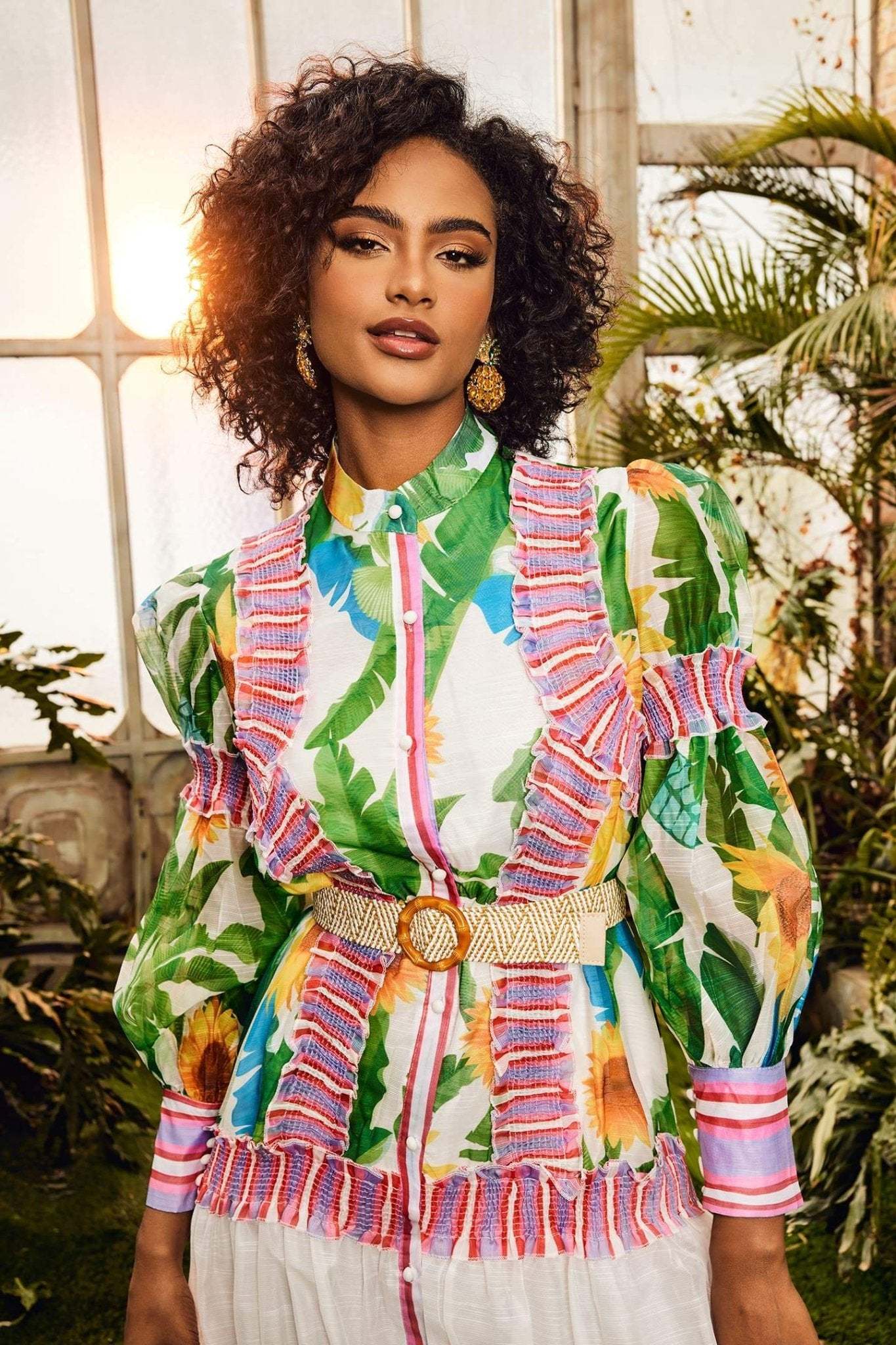 Alina Floral Lantern Sleeve Maxi Dress-Sunfere