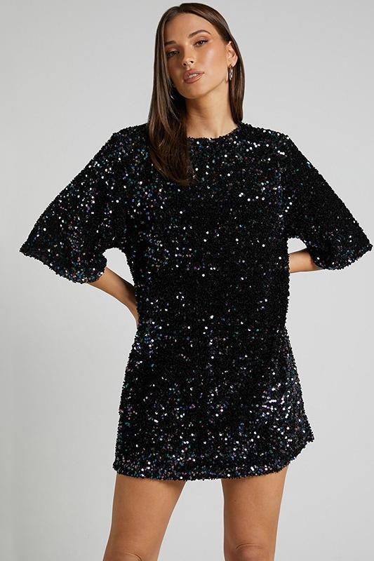 Alma Sequins Backless Mini Dress-Sunfere