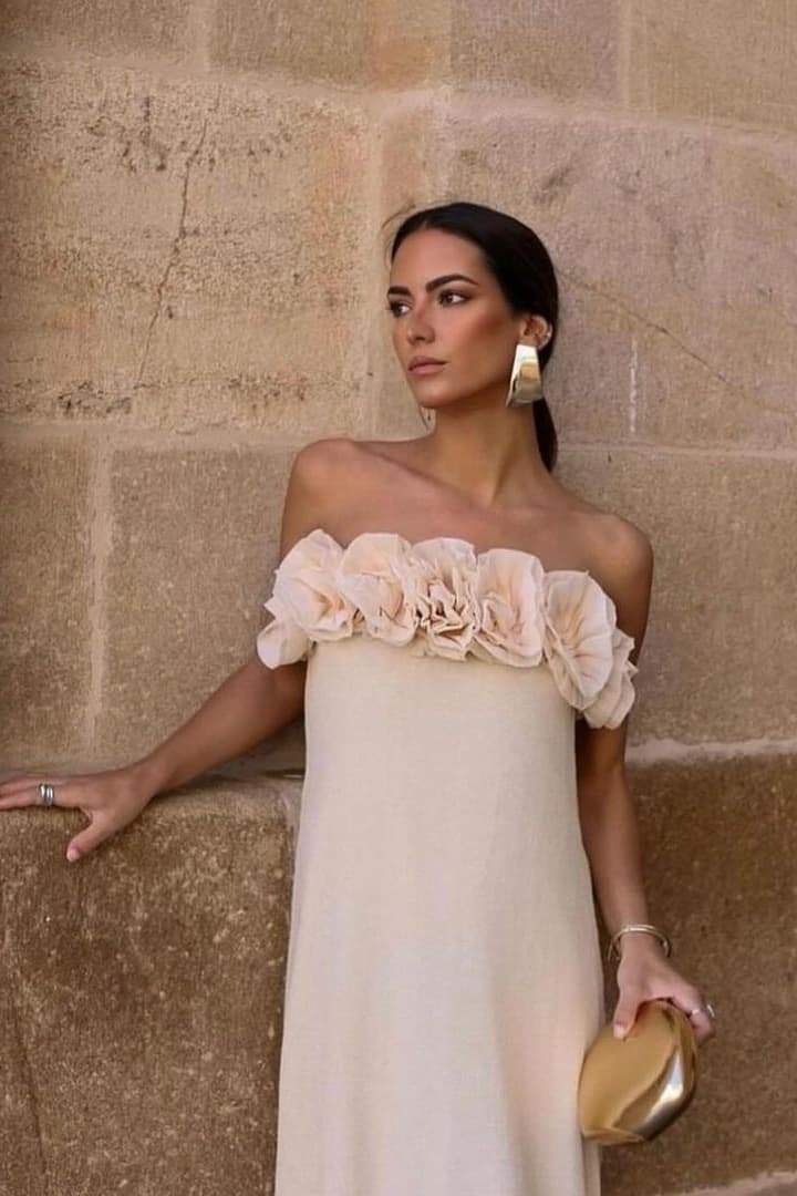 Alva Floral Knit Strapless Maxi Dress-Sunfere