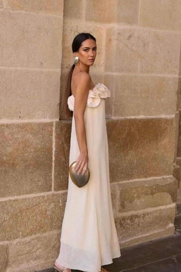 Alva Floral Knit Strapless Maxi Dress-Sunfere
