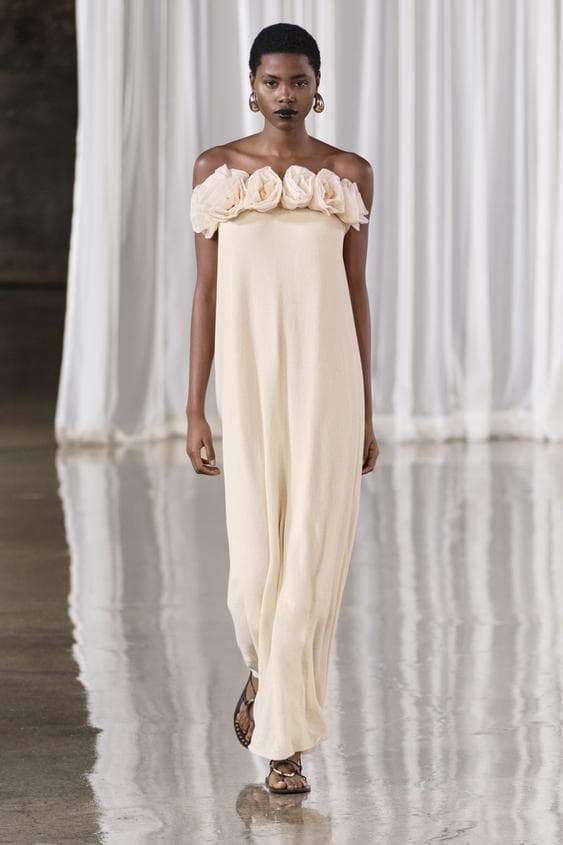 dresses-Alva Floral Knit Strapless Maxi Dress-SD00605132790-Apricot-S - Sunfere