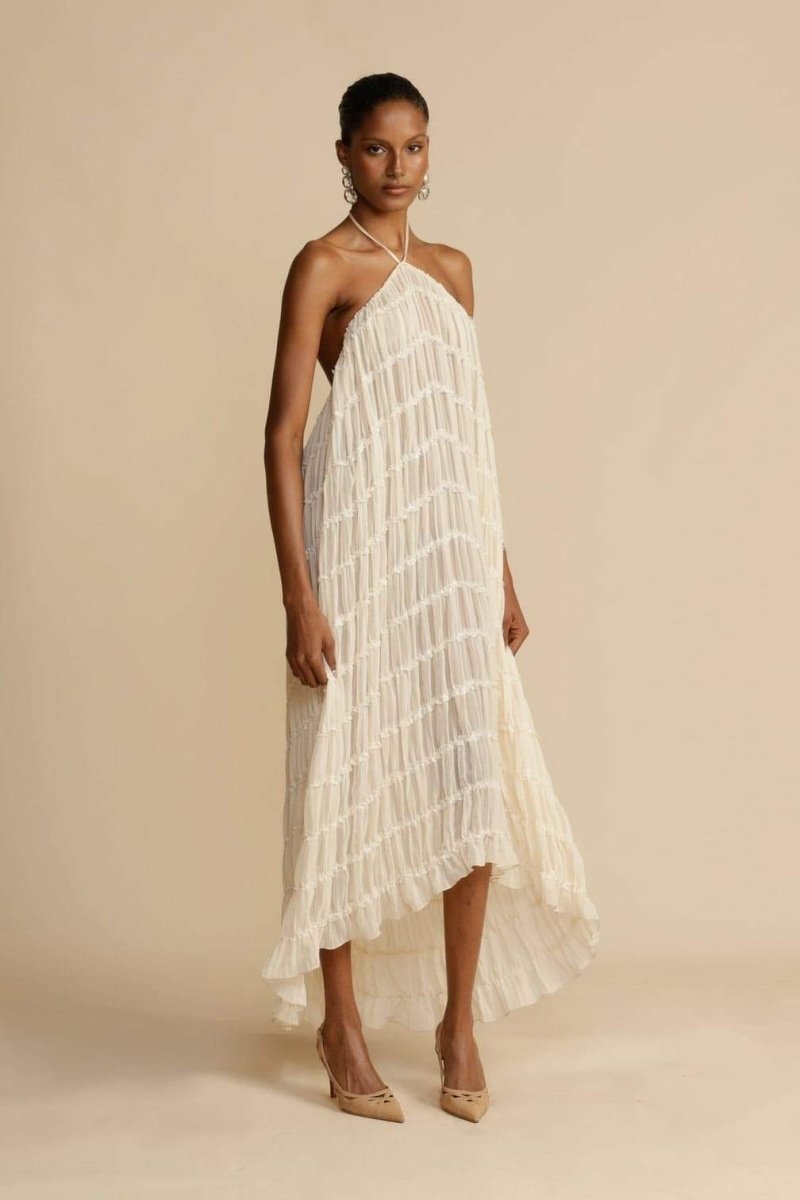 Alva Halter Pleated Tiered Skirt-Sunfere