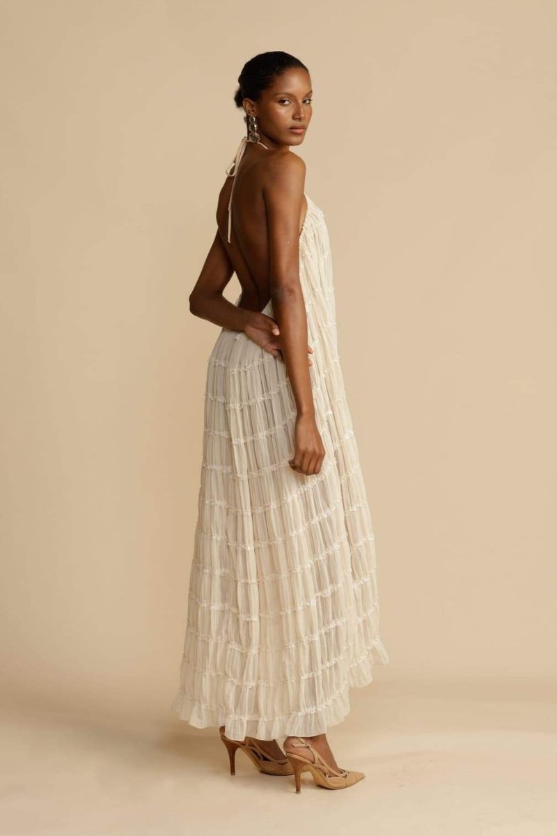 Alva Halter Pleated Tiered Skirt-Sunfere