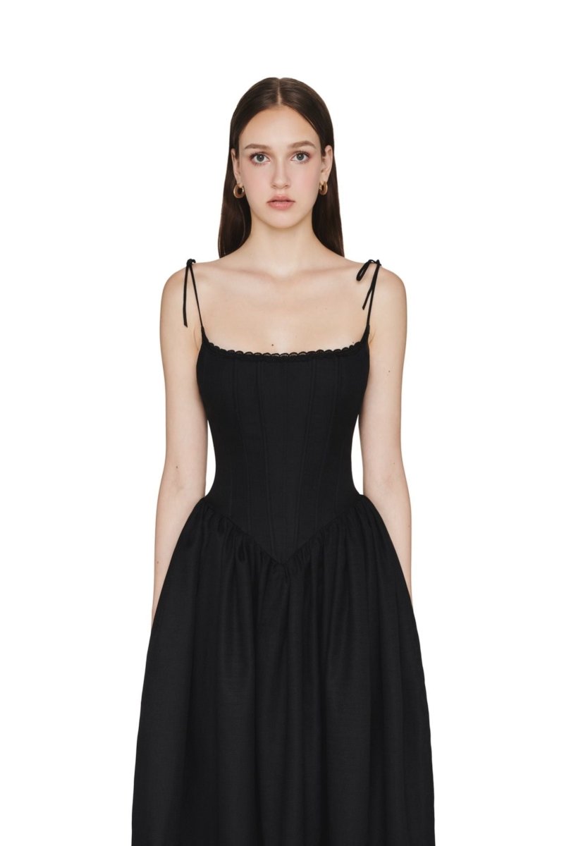 Alva Lace Trimmed A-line Midi Slip Dress-Sunfere