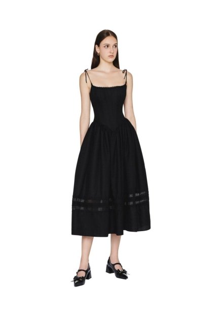 Alva Lace Trimmed A-line Midi Slip Dress-Sunfere