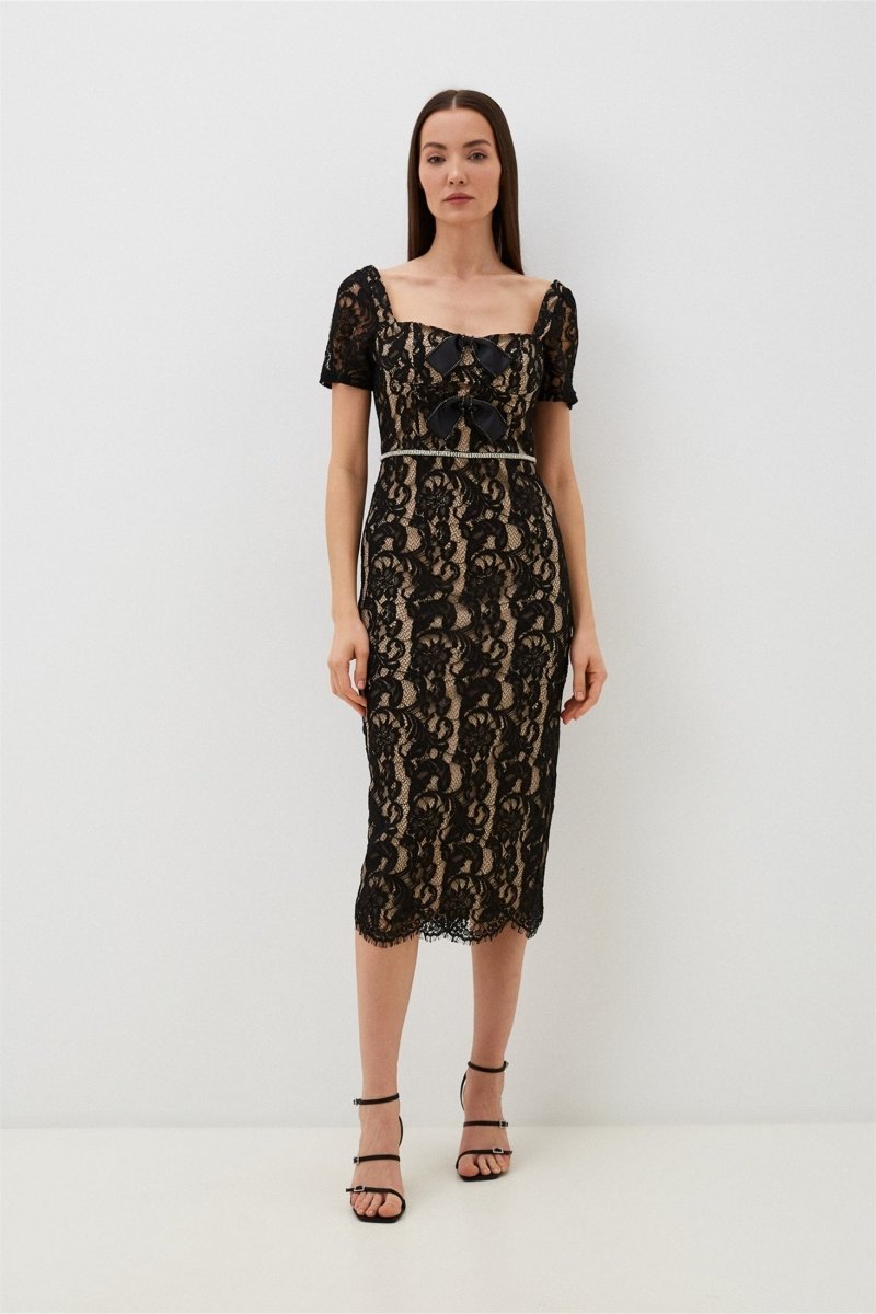 Amanda Embroidered Lace Bowkont Maxi Dress-Sunfere