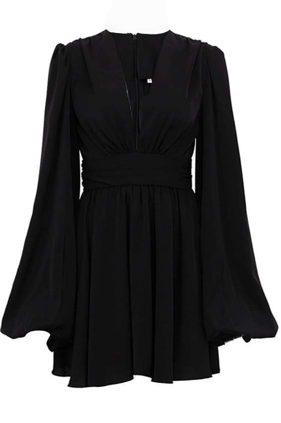 Amelia Deep V Neck Mini Dress-Sunfere