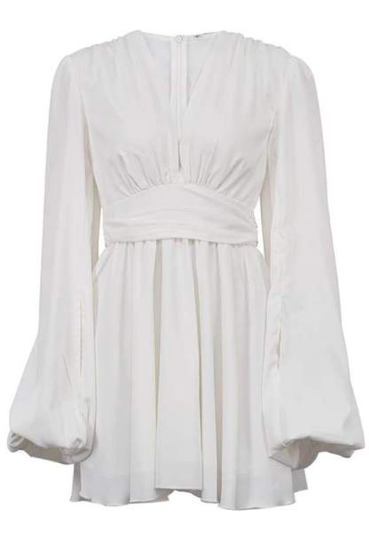 dresses-Amelia Deep V Neck Mini Dress-SD00604092653-White-S - Sunfere