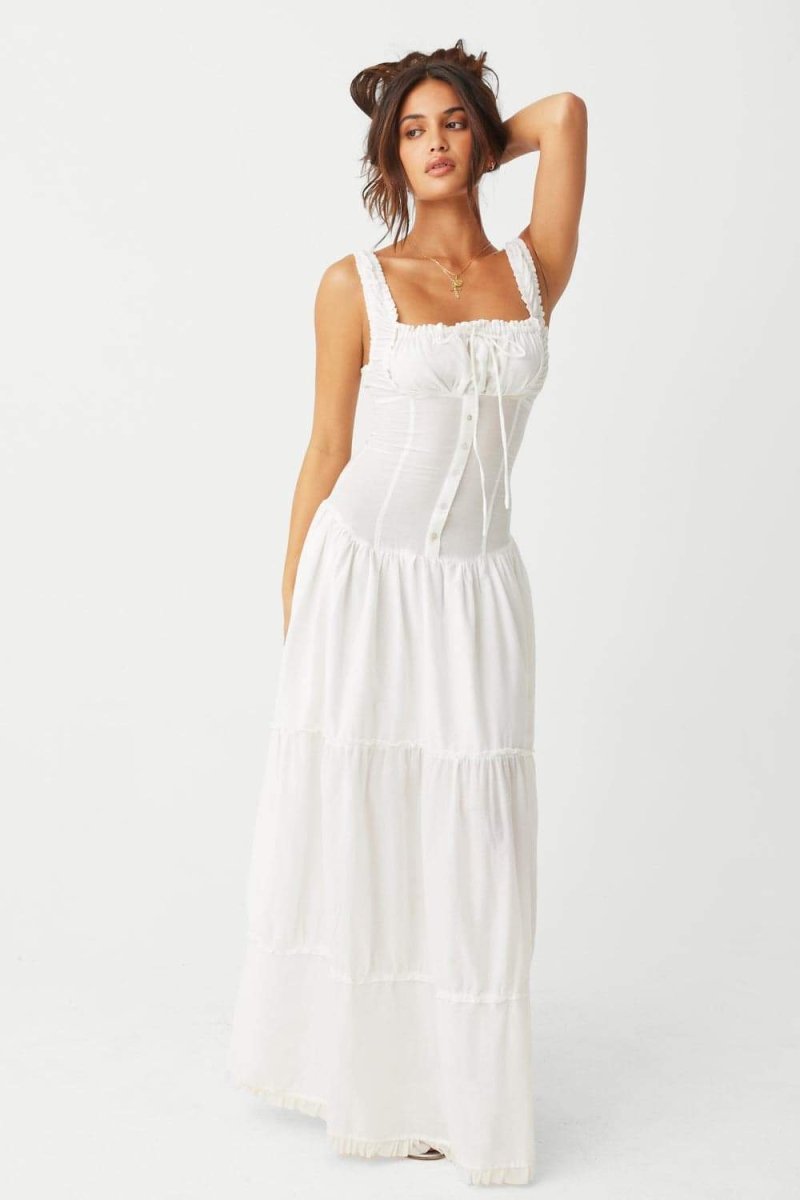 dresses-Anastasia Ruffle Semi-sheer Maxi Dress-SD00605072759-White-S - Sunfere