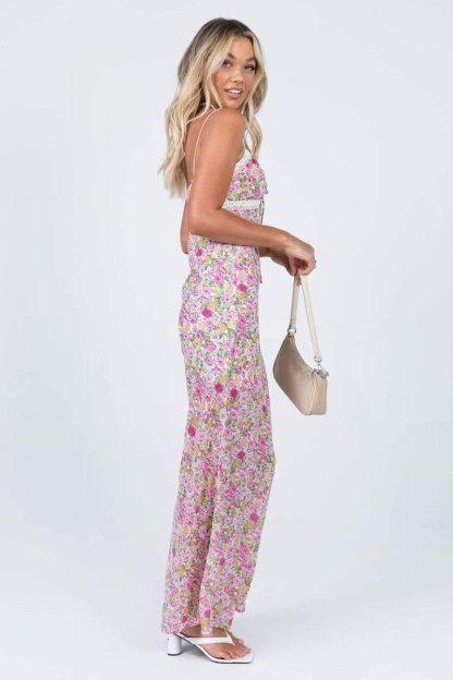 dresses-Angelica Printed Shirred Maxi Slip Dress-SD00604012592-Pink-S - Sunfere