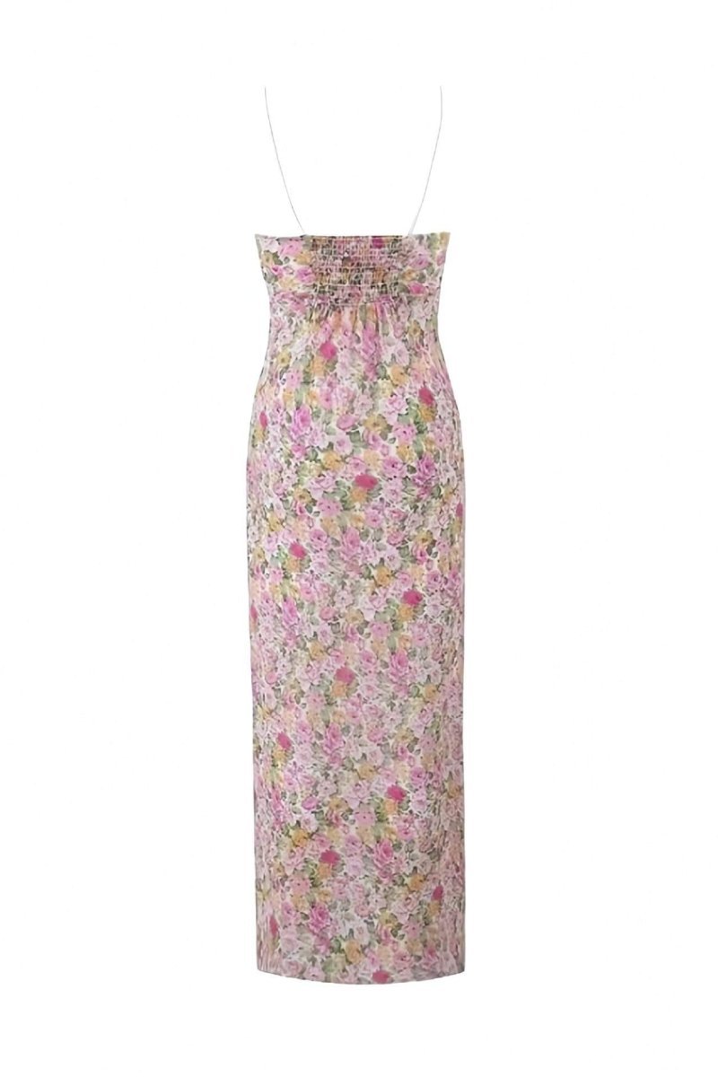 dresses-Angelica Printed Shirred Maxi Slip Dress-SD00604012592-Pink-S - Sunfere