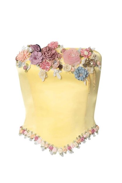 tops-Anita Beaded Florets Bustier-ST00603292572-Yellow-S - Sunfere