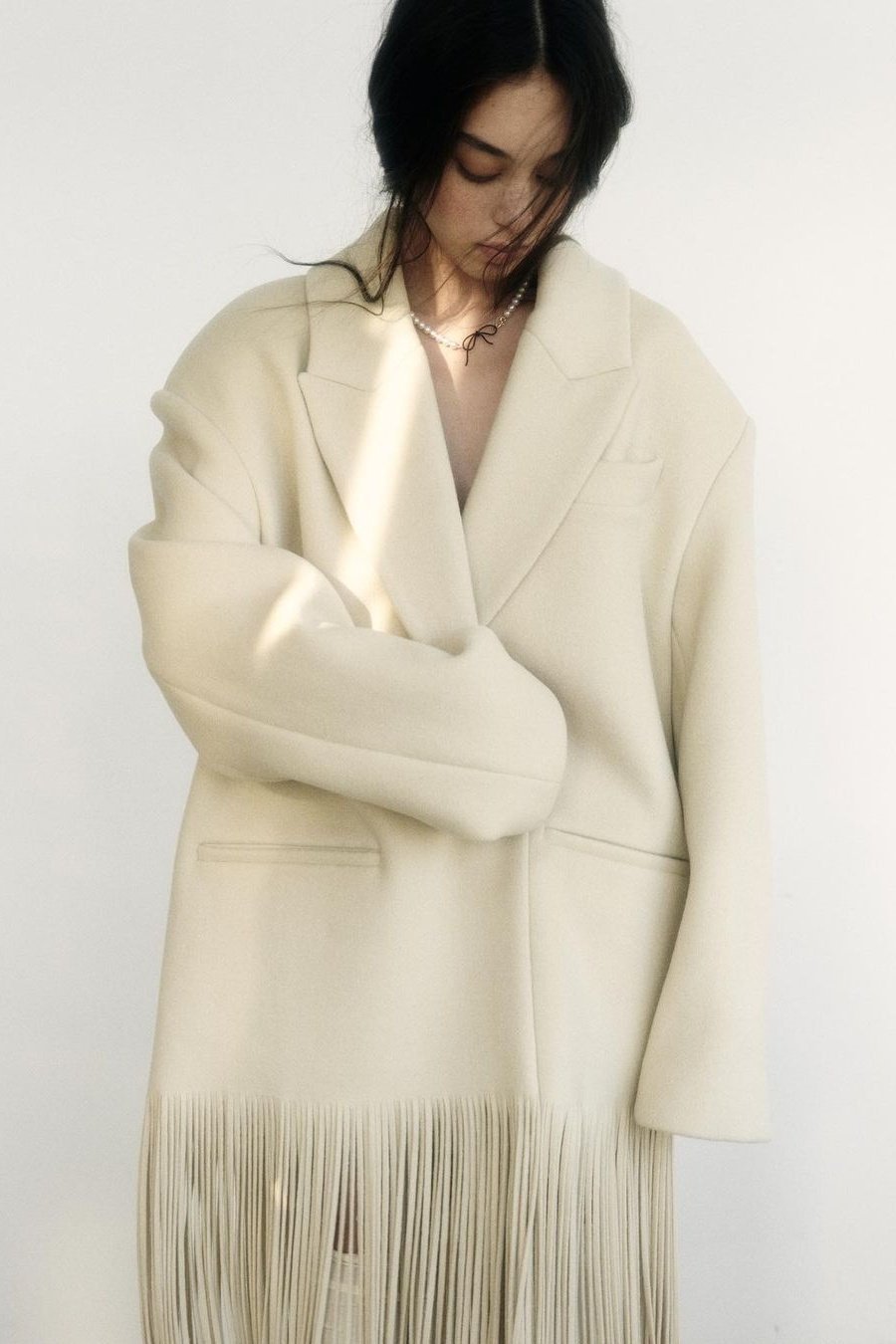 Anne Tassel Lapel Fleece Overcoat-Sunfere