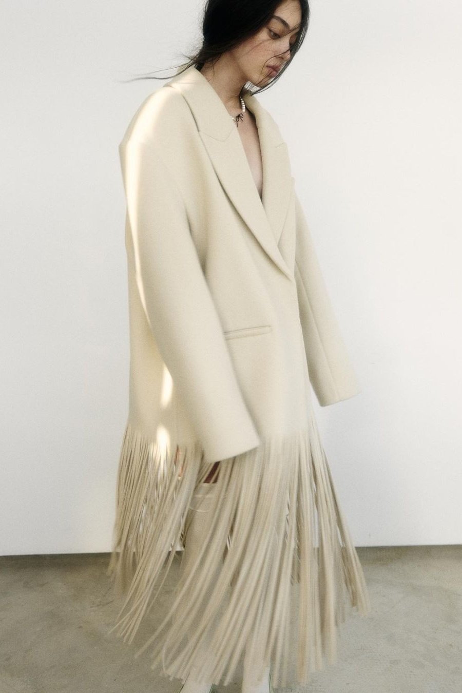 Anne Tassel Lapel Fleece Overcoat-Sunfere