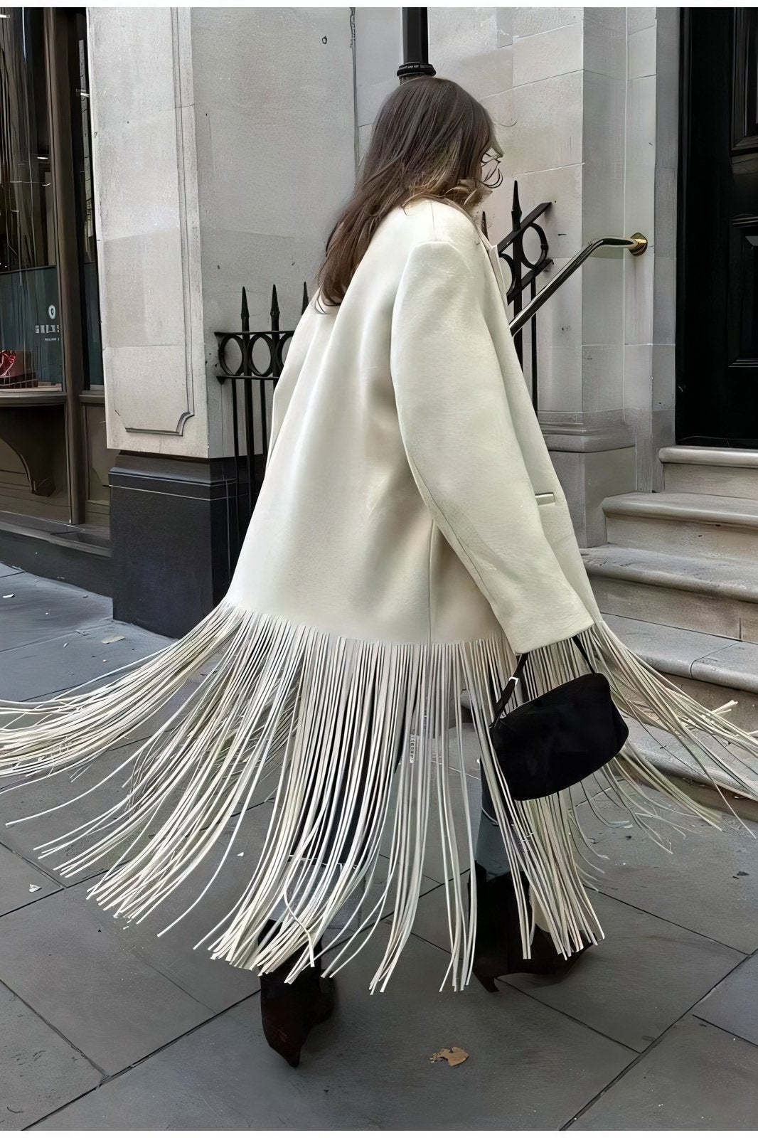 Anne Tassel Lapel Fleece Overcoat-Sunfere