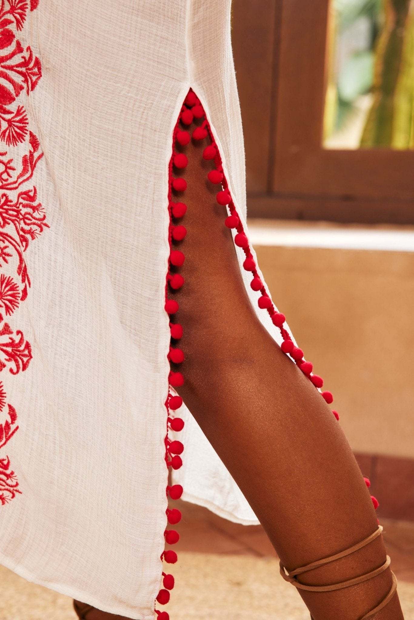 Antonia Embroidered Slip Midi Dress-Sunfere