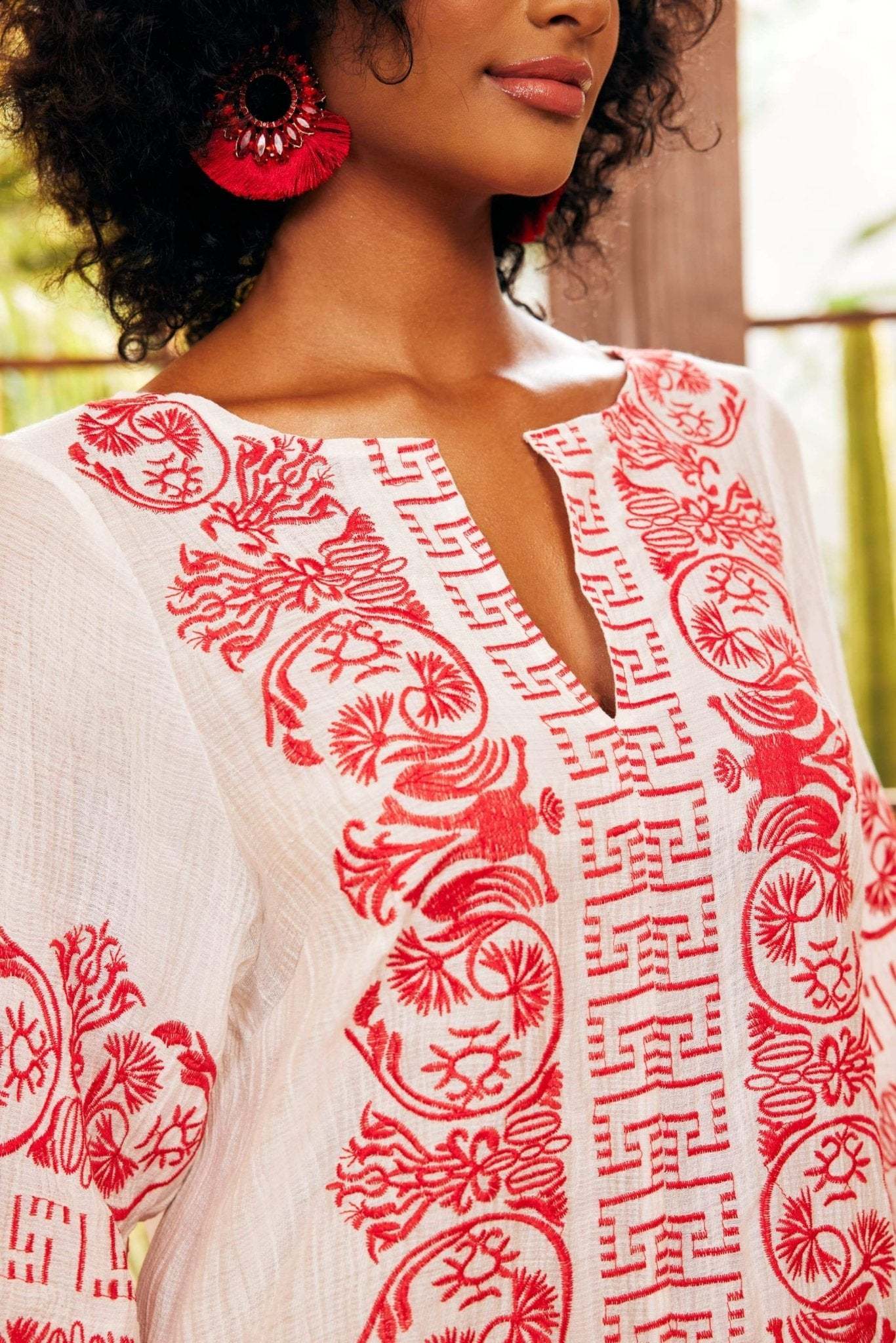 Antonia Embroidered Slip Midi Dress-Sunfere
