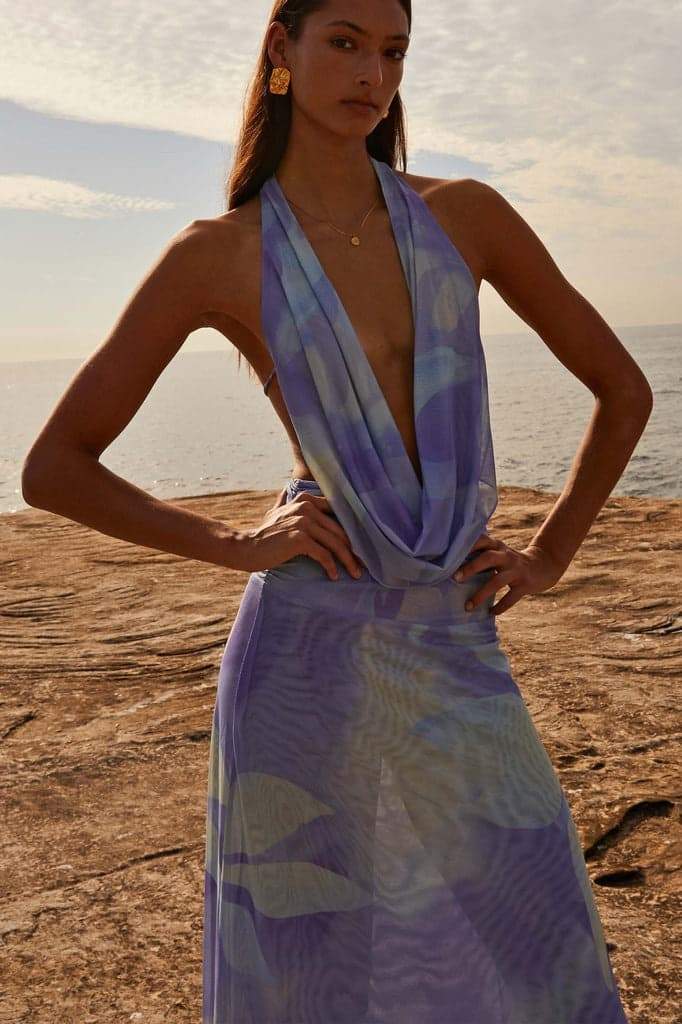 dresses-Antonia Printed Halterneck Maxi Dress-SD00604022605-Purple-S - Sunfere