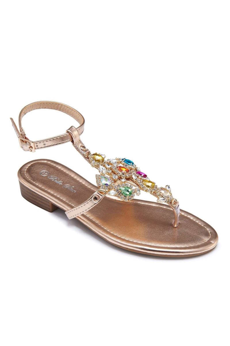 shoes-Antonia Rhinestone Decor Flip Flops-SSH00603282562-Pink-37 - Sunfere