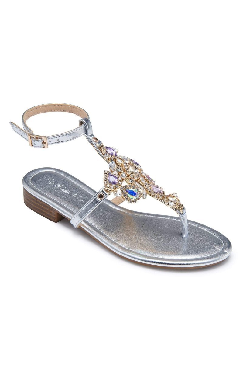 shoes-Antonia Rhinestone Decor Flip Flops-SSH00603282562-Silver-37 - Sunfere